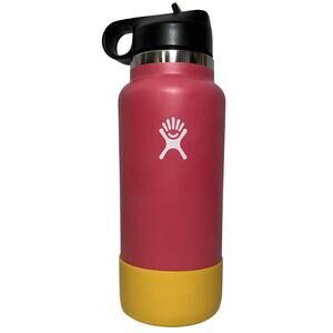 Hydro Flask Pink Yellow Grip Bottom 20oz Flip Straw Bottle
